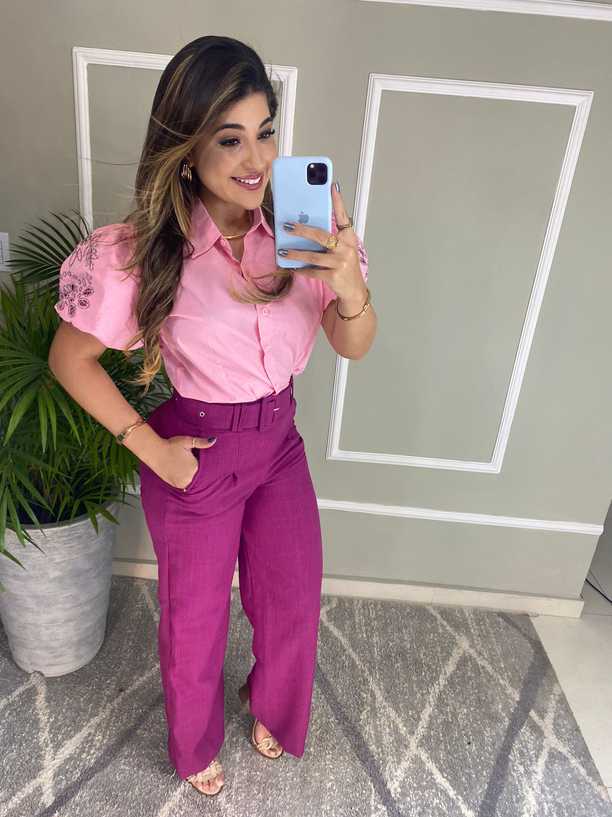 calça linho pantalona