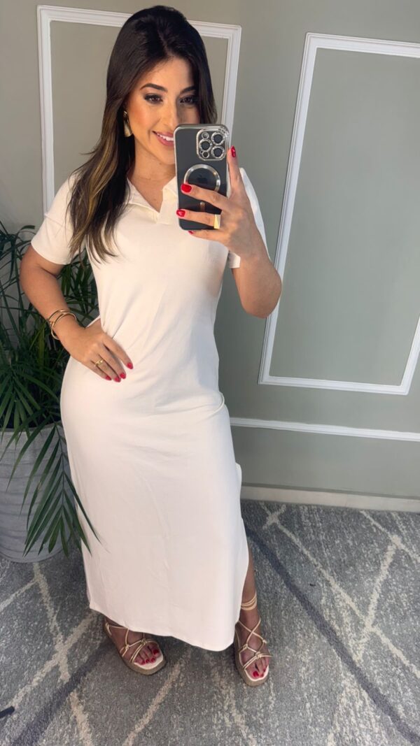 vestido malha gola v