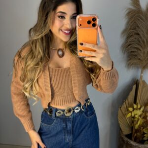 Conjunto Cropped e Casaco