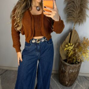 Conjunto Cropped e Casaco